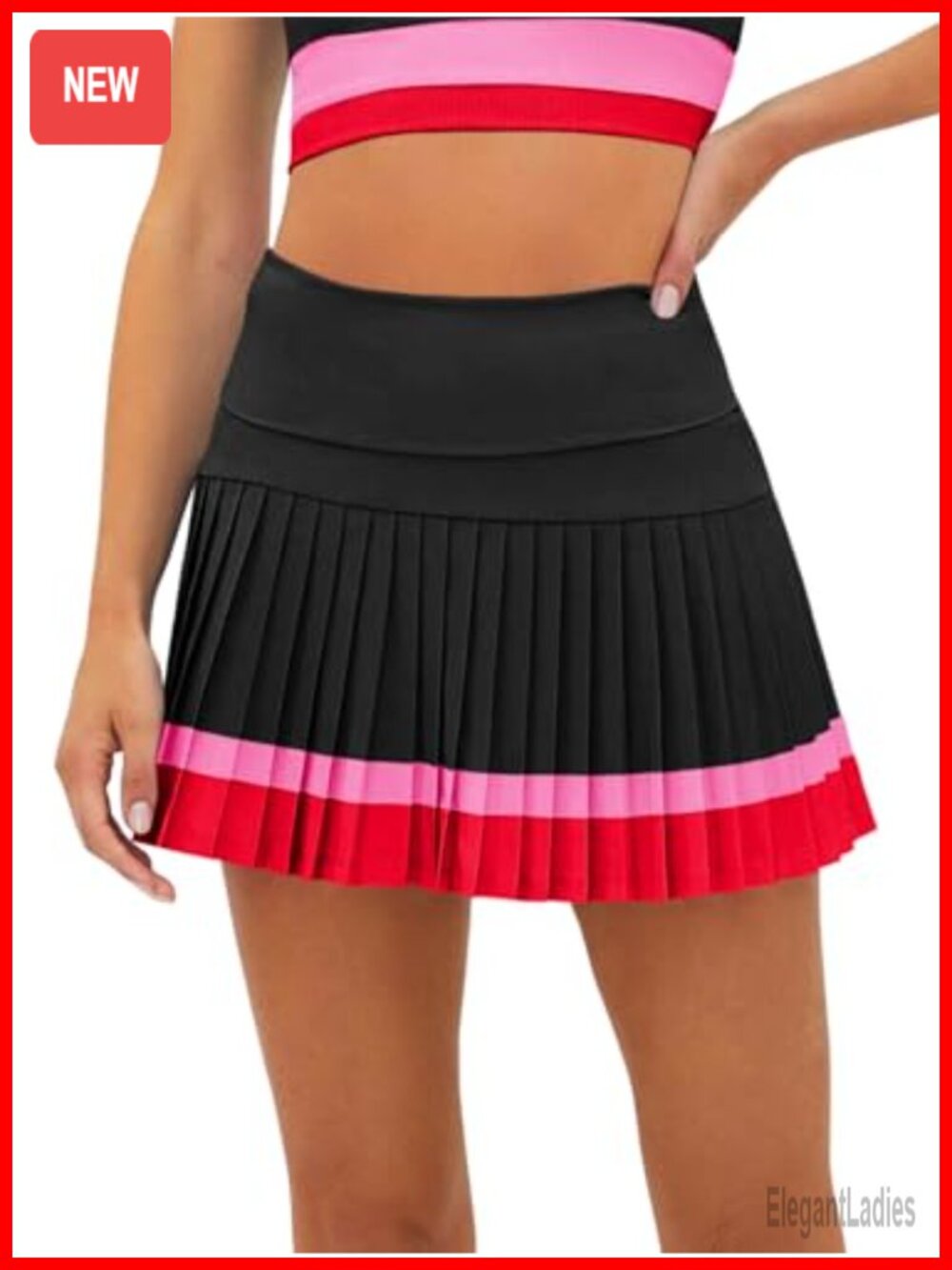 Women's High Waisted Pleated Tennis Skort with Built In Shorts